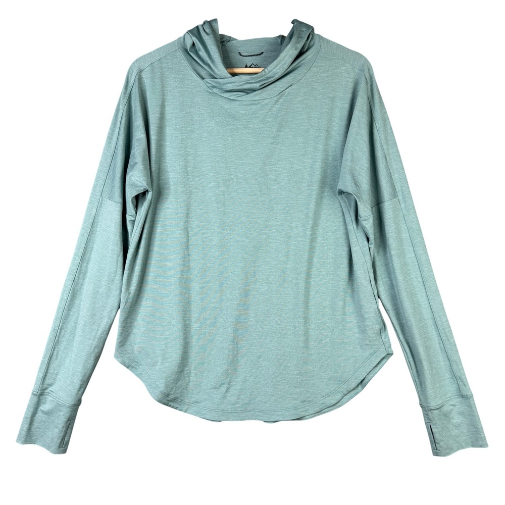 REI Co-op Sahara Shade Hoodie Medium Dusty Blue Sage Green Sun Shirt 184879